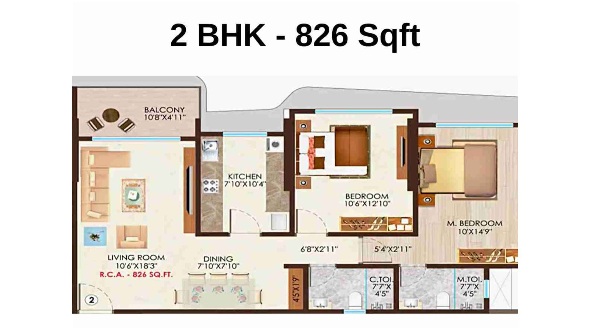 Nicco-Residency-Floor-Plan-2-BHK-826-Sqft