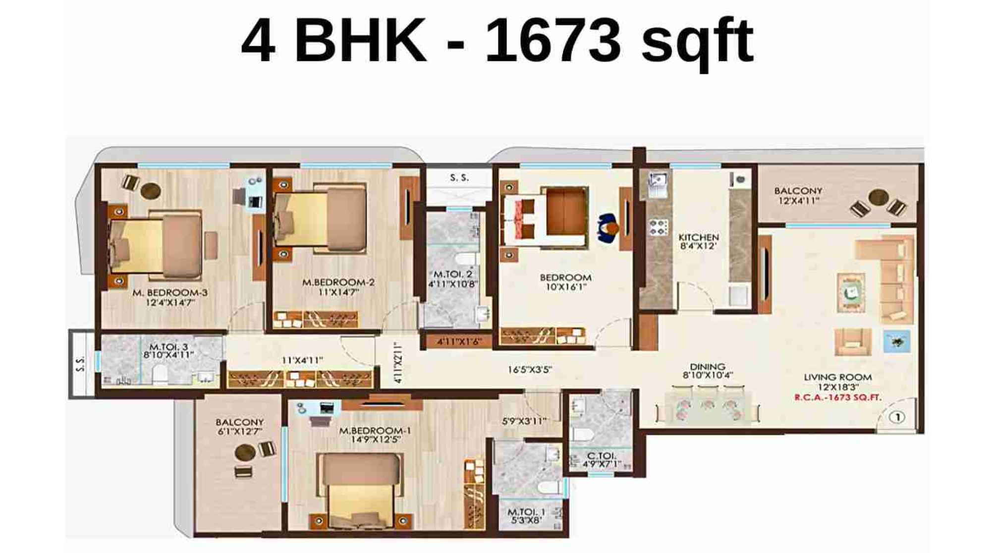 Nicco-Residency-Floor-Plan-4-BHK-1673-Sqft