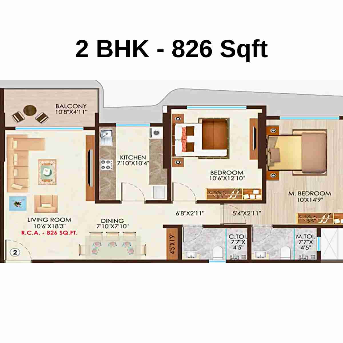 Nicco-Residency-Floor-Plan-2-BHK-826-Sqft